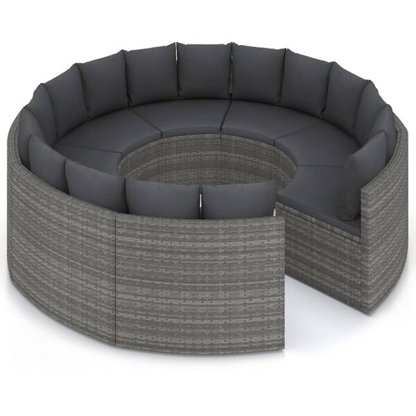 vidaXL Salon de jardin 8 pcs avec coussins R&eacute;sine tress&eacute;e Gris