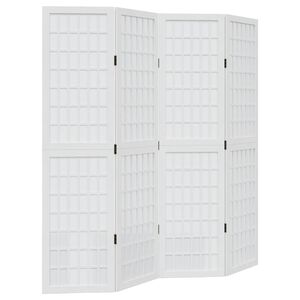 vidaXL Cloison de s&eacute;paration 4 panneaux blanc bois de paulownia massif
