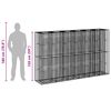 vidaXL Lit sur&eacute;lev&eacute; gabion 3 pcs Argent&eacute; 250 x 50 x 150 cm