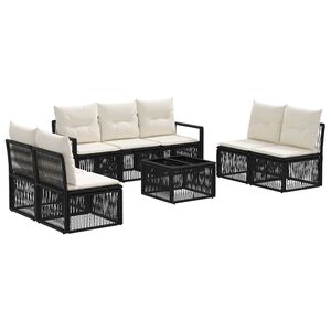 vidaXL Ensemble de canap&eacute; de jardin 8 pc Noir polyrotin