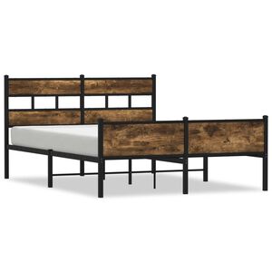 vidaXL Cadre de lit en m&eacute;tal sans matelas ch&ecirc;ne fum&eacute; 160x200 cm