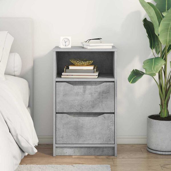 vidaXL Table de chevet Gris b&eacute;ton 40 x 30 x 467 cm Bois d'ing&eacute;nierie
