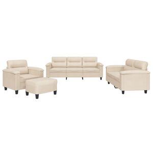 vidaXL Ensemble de canap&eacute;s 4 pcs avec coussins beige tissu microfibre
