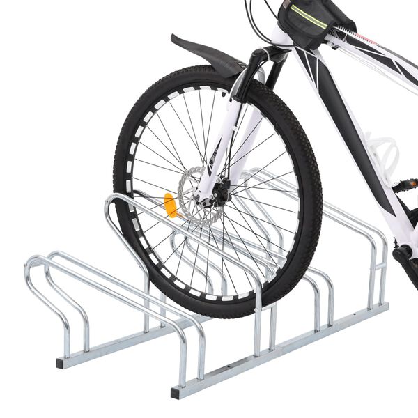 vidaXL Support de v&eacute;lo au sol autoportant pour 4 v&eacute;los acier galvanis&eacute;