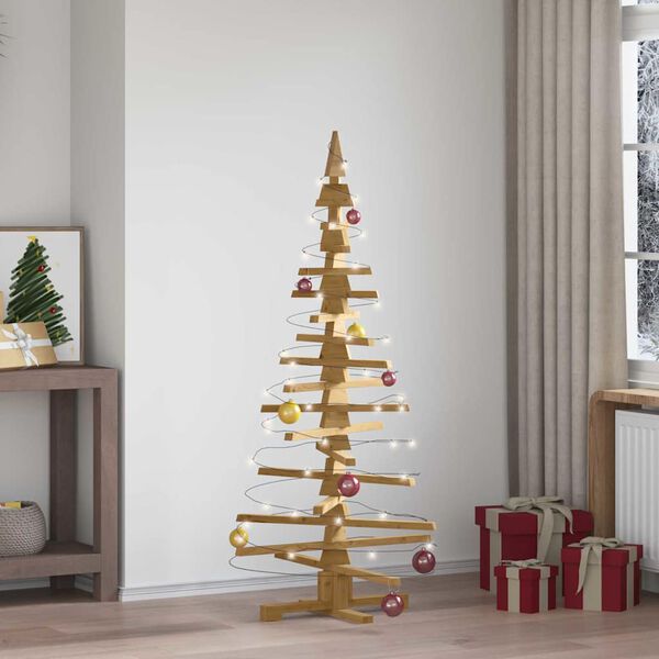 vidaXL Arbre de No&euml;l en bois Marron 150 cm Bois massif en pin
