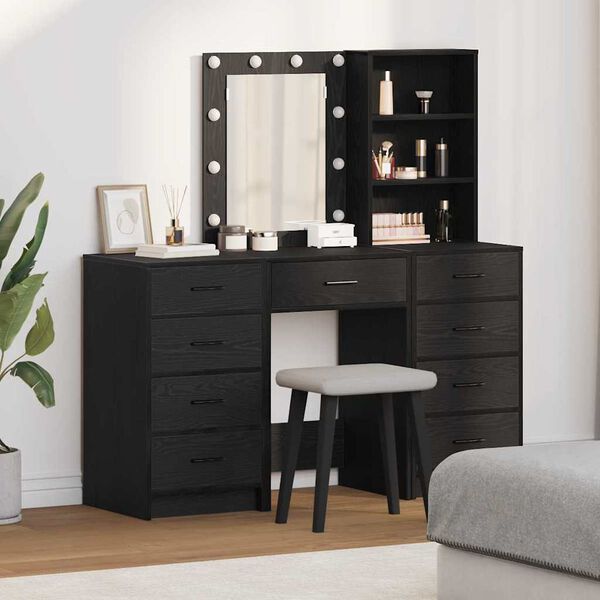 vidaXL Table de Toilette 3 pcs Noir 40 x 41 x 135 cm Bois d'ingénierie