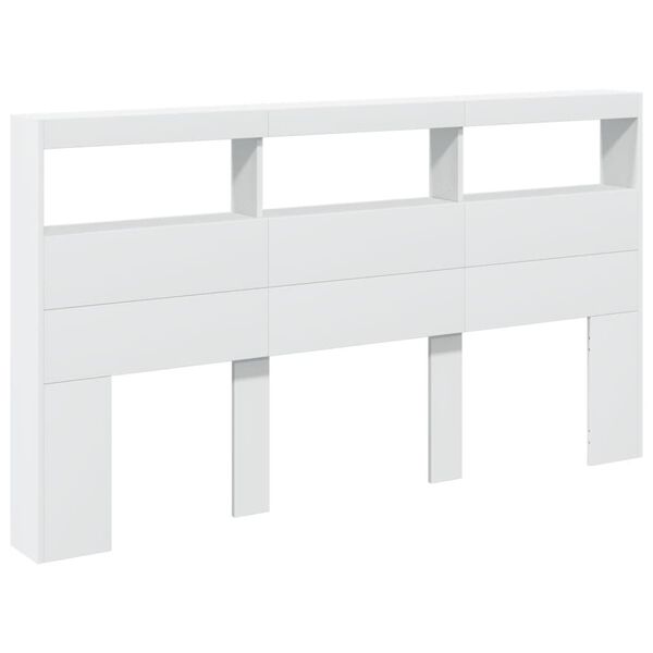 vidaXL Armoire t&ecirc;te de lit avec LED blanc 180x17x102 cm