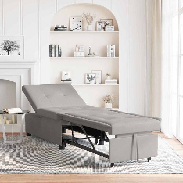 vidaXL Canap&eacute;-lit escamotable Gris clair 194 x 67 x 82 cm Microfibre