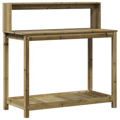 vidaXL Table de rempotage et étagères 108x50x109,5 cm bois massif pin