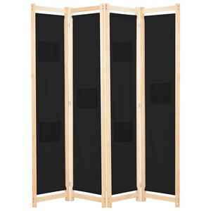 vidaXL Cloison de s&eacute;paration 4 panneaux Noir 160x170x4 cm Tissu