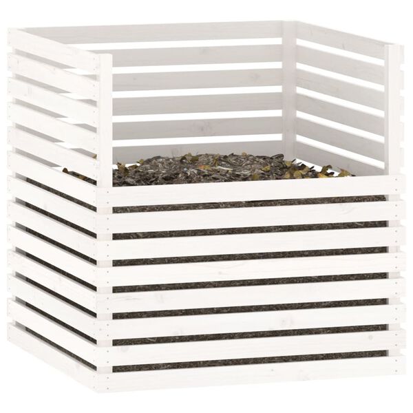 vidaXL Composteur Blanc 100x100x102 cm Bois massif de pin