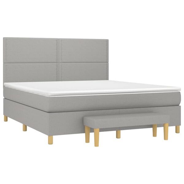 vidaXL Sommier &agrave; lattes de lit avec matelas Gris clair 180x200cm Tissu