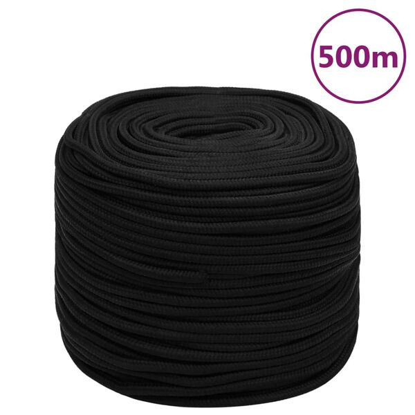 vidaXL Corde de travail Noir 8 mm 500 m Polyester