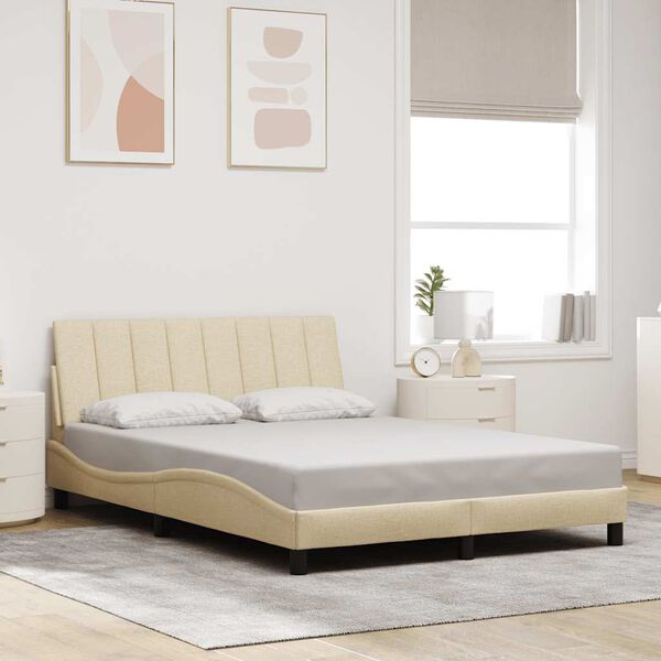vidaXL Cadre de lit sans matelas Hanko cr&egrave;me 140x190 cm tissu