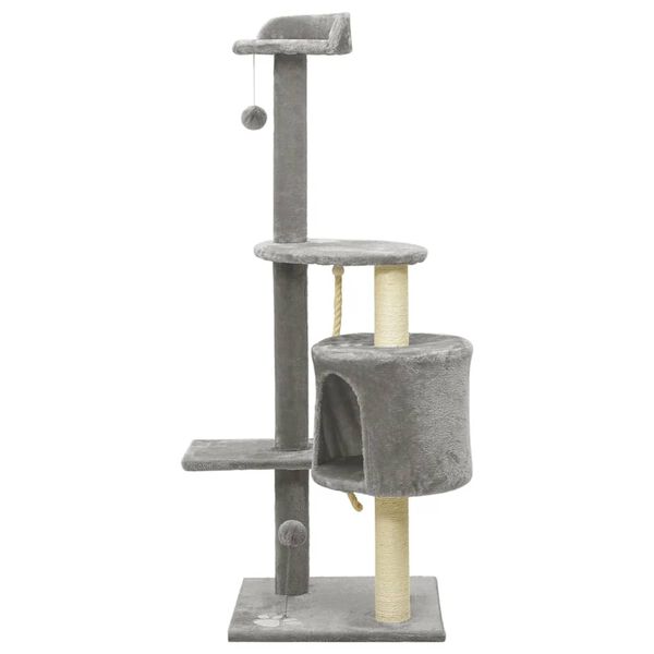 vidaXL Arbre &agrave; chat avec griffoirs en sisal Gris 120 cm