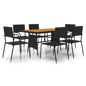 vidaXL Ensemble &agrave; manger d'ext&eacute;rieur 7 pcs R&eacute;sine tress&eacute;e Noir