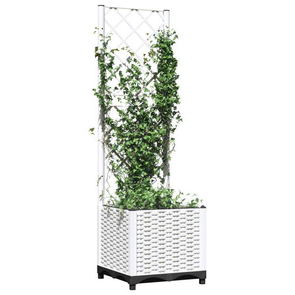 vidaXL Jardini&egrave;re avec treillis Blanc 40x40x136 cm PP