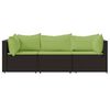 vidaXL Salon de jardin 3 pcs avec coussins marron r&eacute;sine tress&eacute;e