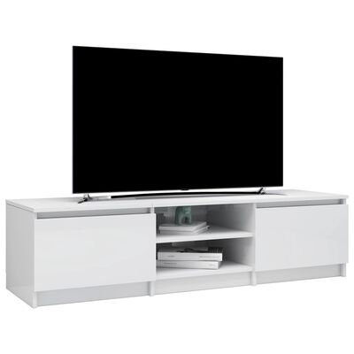 vidaXL Meuble TV blanc brillant 140x40x35,5 cm bois d'ingénierie