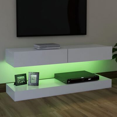 vidaXL Meuble TV avec lumières LED blanc 120x35 cm