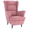 vidaXL Fauteuil &agrave; oreilles avec tabouret rose velours