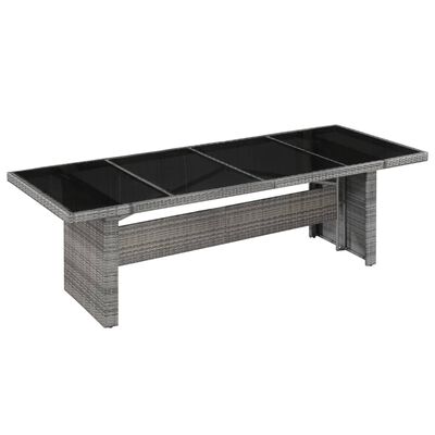 vidaXL Table de jardin 240x90x74 cm Résine tressée et verre