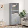vidaXL Buffet haut Gris b&eacute;ton 69,5x34x180 cm Bois d'ing&eacute;nierie