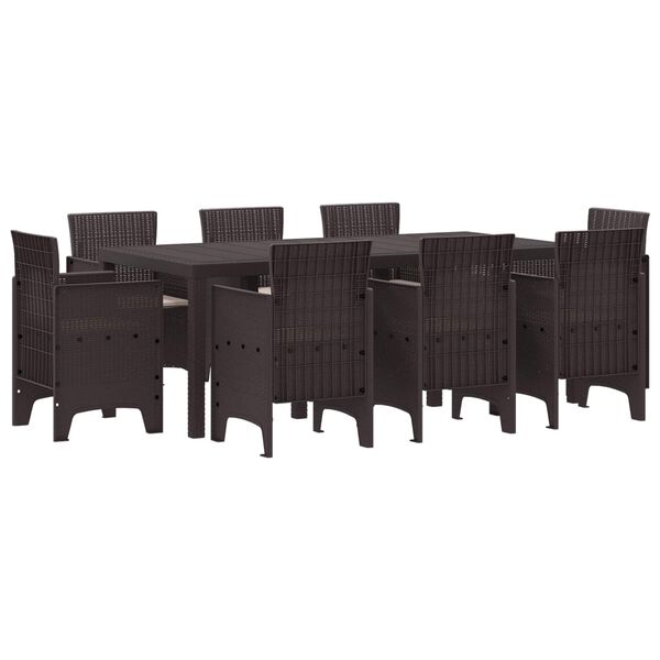 vidaXL Ensemble de salle &agrave; manger pour jardin 9 pcs Marron