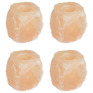 vidaXL Supports de bougies en sel 4 pi&egrave;ces Rose Sel de Roche