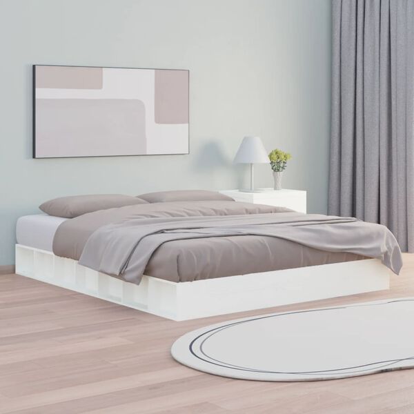 vidaXL Cadre de lit sans matelas blanc 200x200 cm bois massif