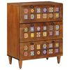 vidaXL Buffet 3 pcs Noyer Bois de mangue massif