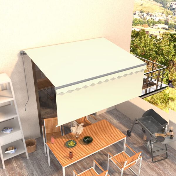 vidaXL Auvent manuel r&eacute;tractable avec store 3x2,5 m Cr&egrave;me