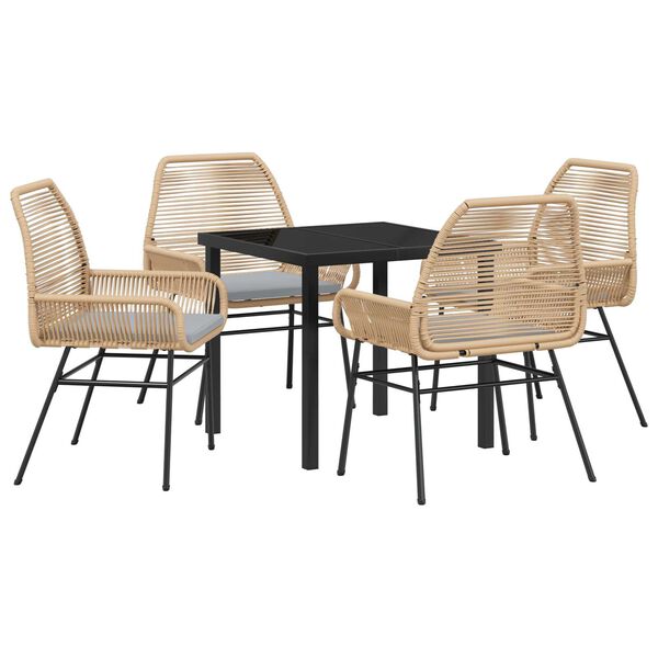 vidaXL Ensemble de salle &agrave; manger pour jardin 5 pcs Marron polyrotin