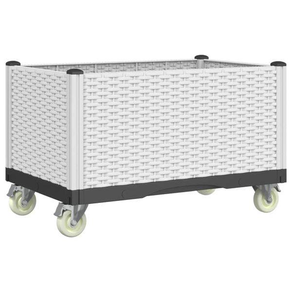 vidaXL Jardini&egrave;re &agrave; roulettes blanc 80x50x54 cm PP