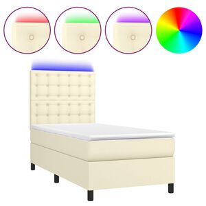 vidaXL Sommier &agrave; lattes de lit avec matelas et LED Cr&egrave;me 80x200 cm