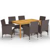 vidaXL Ensemble &agrave; manger de jardin et coussins 7 pcs Marron