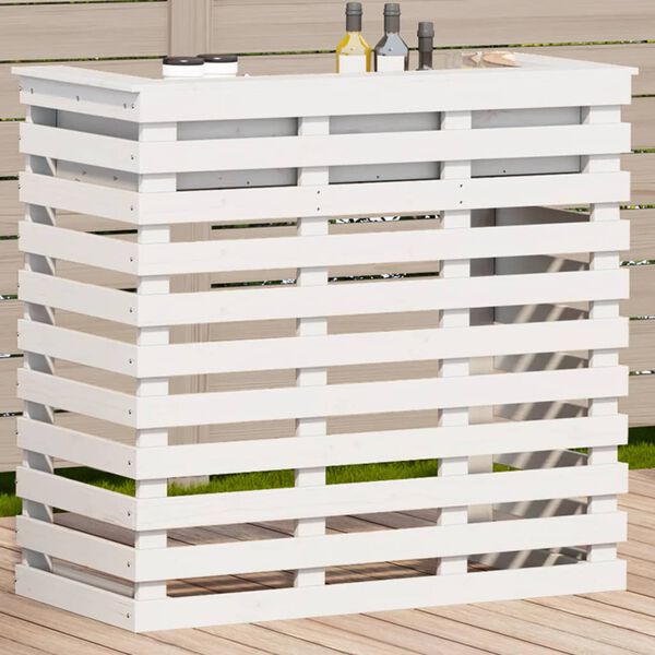 vidaXL Table de bar d'ext&eacute;rieur blanc 113,5x50x103 cm bois massif pin