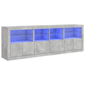 vidaXL Buffet avec lumi&egrave;res LED gris b&eacute;ton 202x37x67 cm