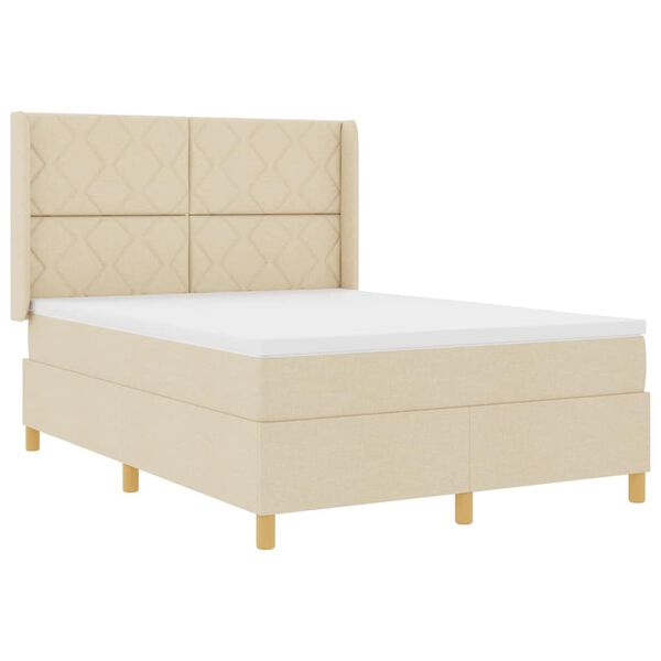 vidaXL Lit &agrave; ressorts avec matelas Cr&egrave;me 160 x 200 cm tissu