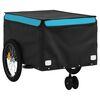 vidaXL Remorque de v&eacute;lo noir et bleu 45 kg fer