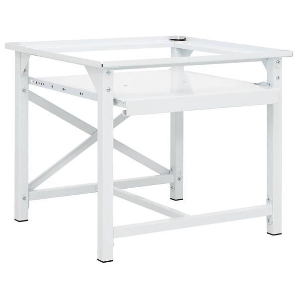 vidaXL Socle pour machine &agrave; laver avec &eacute;tag&egrave;re coulissante Blanc