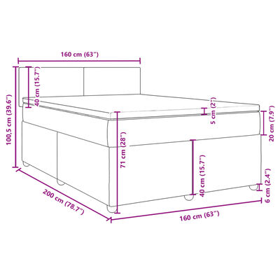 vidaXL Sommier à lattes de lit avec matelas Crème 160x200 cm Tissu