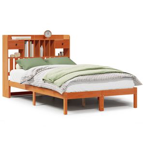 vidaXL Lit biblioth&egrave;que sans matelas cire marron 135x190 cm pin massif