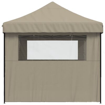 vidaXL Tente de réception pliable escamotable 3 parois latérales taupe