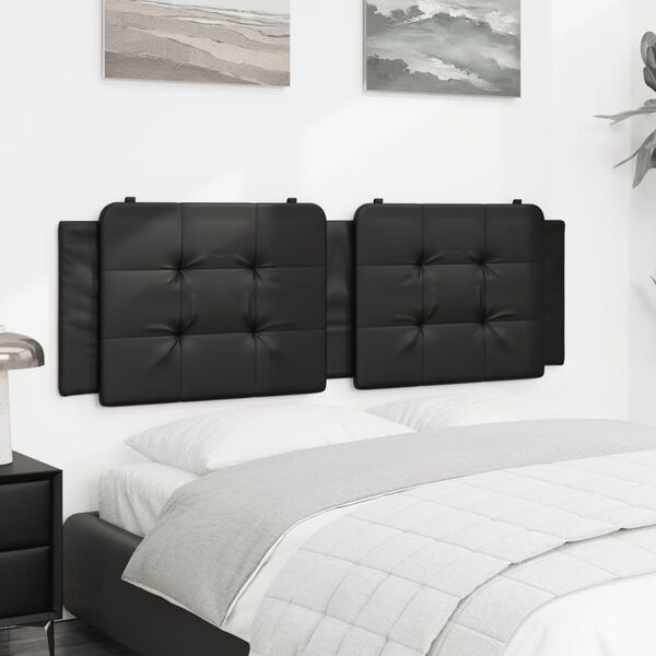 vidaXL Coussin de t&ecirc;te de lit Zadar noir 152 cm similicuir