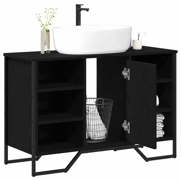 vidaXL Meuble de Lavabo de Salle de Bain Chêne noir 91 x 35 x 60 cm