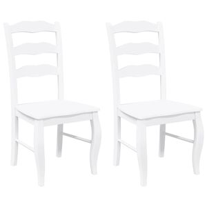 vidaXL Chaises de salle &agrave; manger 2 pcs blanc bois massif d'h&eacute;v&eacute;a