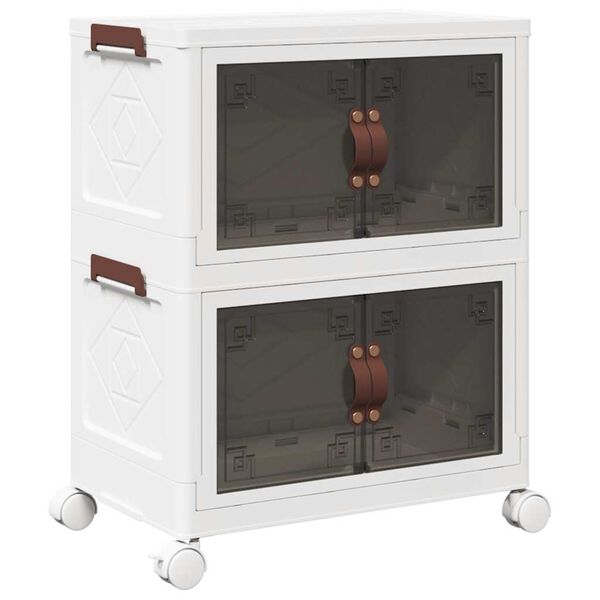 vidaXL Bo&icirc;te de rangement empilable avec roues &agrave; 2 niveaux 28 L