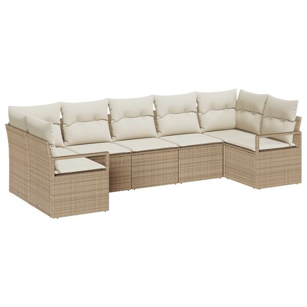 vidaXL Ensemble de Canap&eacute;s avec coussin 7 pcs Beige polyrotin