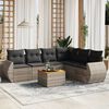 vidaXL Salon de jardin avec coussins 7 pcs gris r&eacute;sine tress&eacute;e